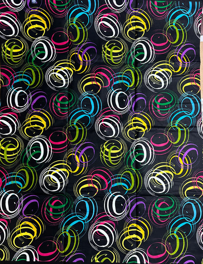 African Print Fabric, Ankara - Black Fabric