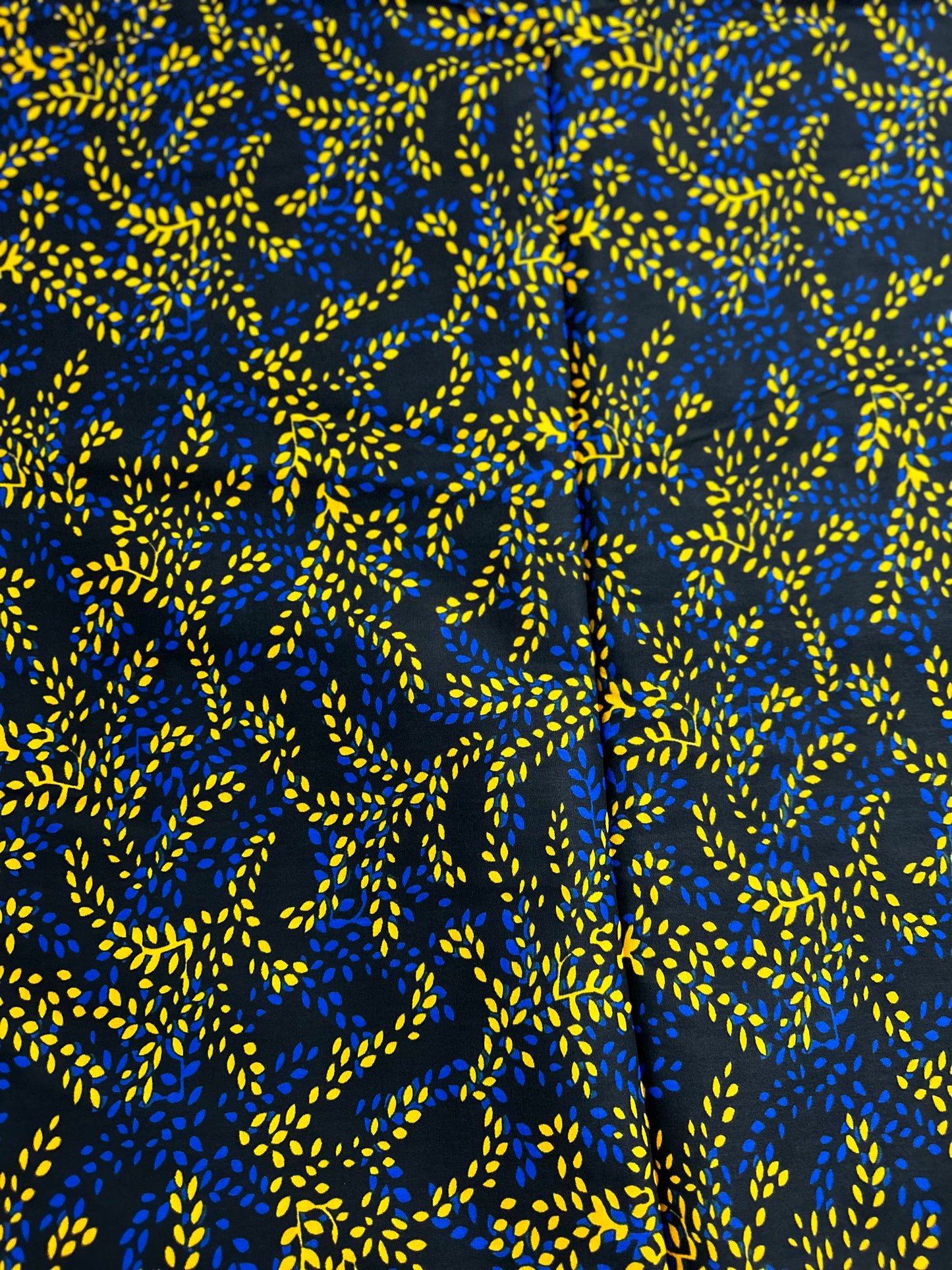 African Print Fabric, Ankara -Blue, Yellow Fabric
