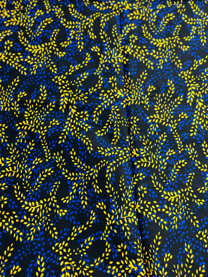 African Print Fabric, Ankara -Blue, Yellow Fabric