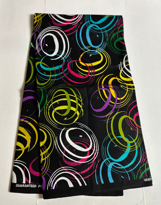 African Print Fabric, Ankara - Black Fabric