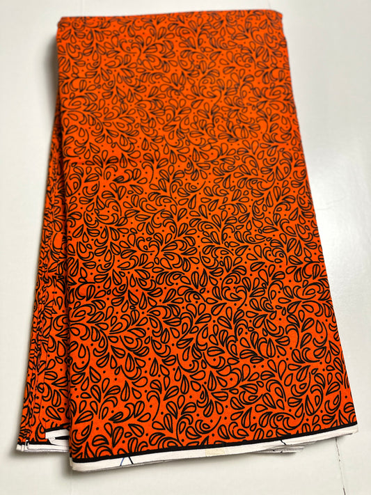 African Print Fabric, Ankara - Orange Fabric