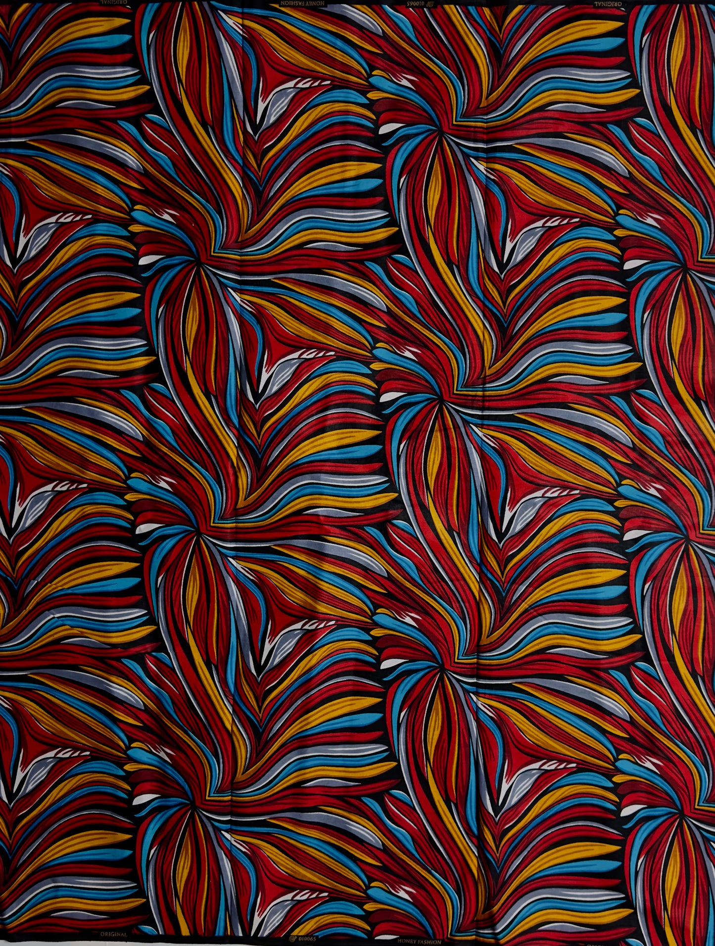 African Print Fabric, Ankara - Red, Black, Blue Fabric