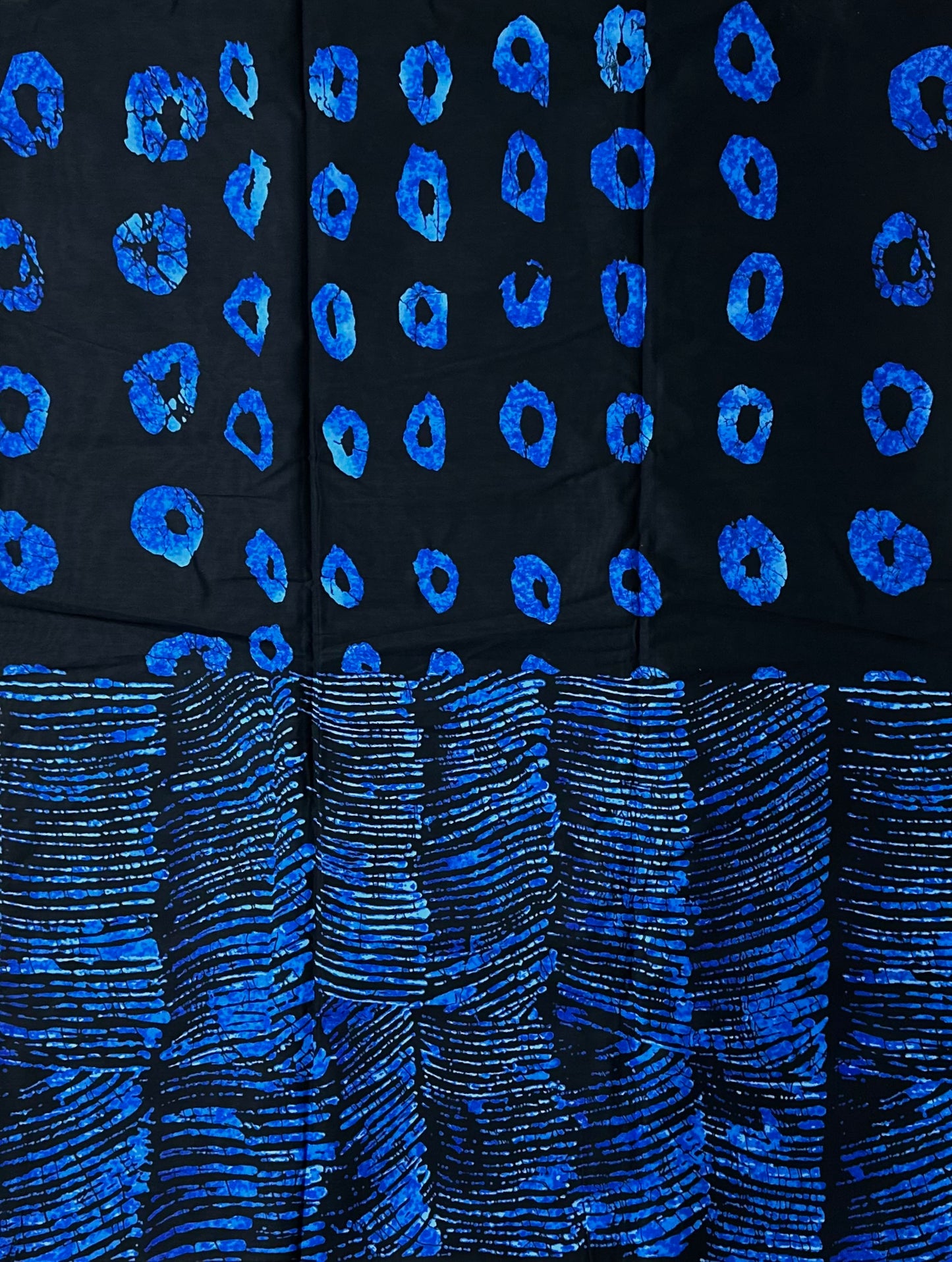 African Print Fabric, Ankara - Black, Blue Fabric