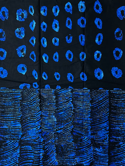 African Print Fabric, Ankara - Black, Blue Fabric