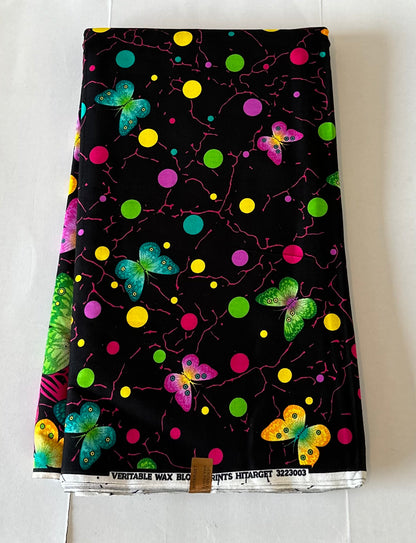 African Print Fabric, Ankara - Black Fabric