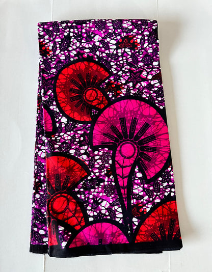 African Print Fabric, Ankara- Purple, Pink, Red Fabric