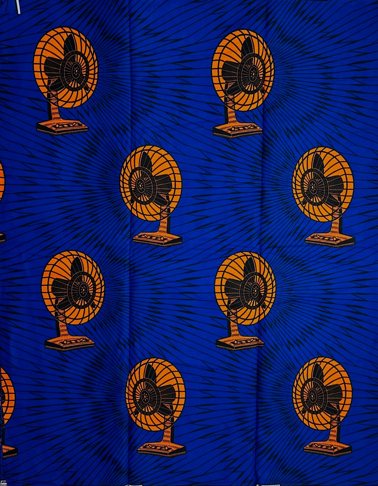 African Print Fabric, Ankara - Blue, Orange Fabric