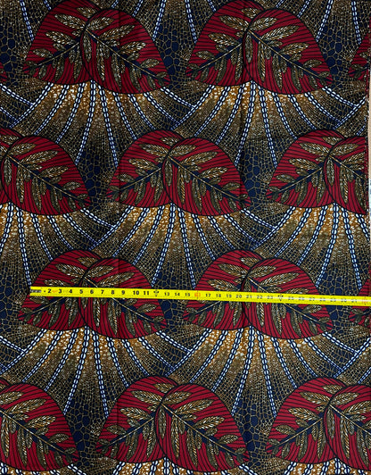 African Print Fabric, Ankara - Red, Brown Fabric