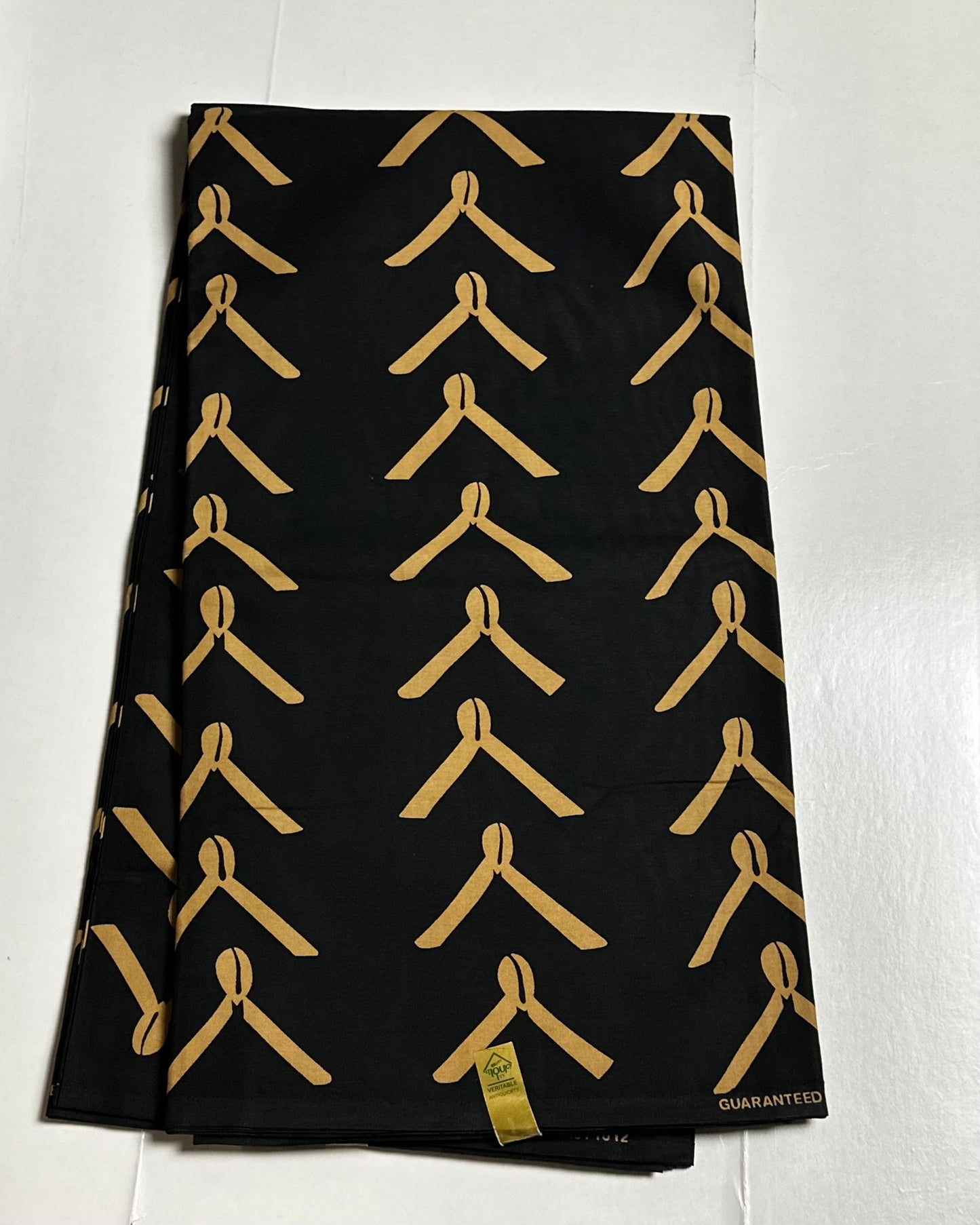 African Print Fabric, Ankara - Black, Beige Fabric