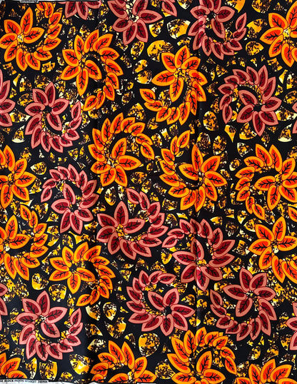 African Print Fabric, Ankara - Orange Fabric