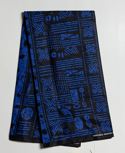 African Print Fabric, Ankara - Blue Fabric