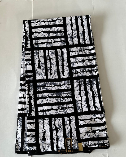 African Print Fabric, Ankara - Black, White, Monochrome Fabric