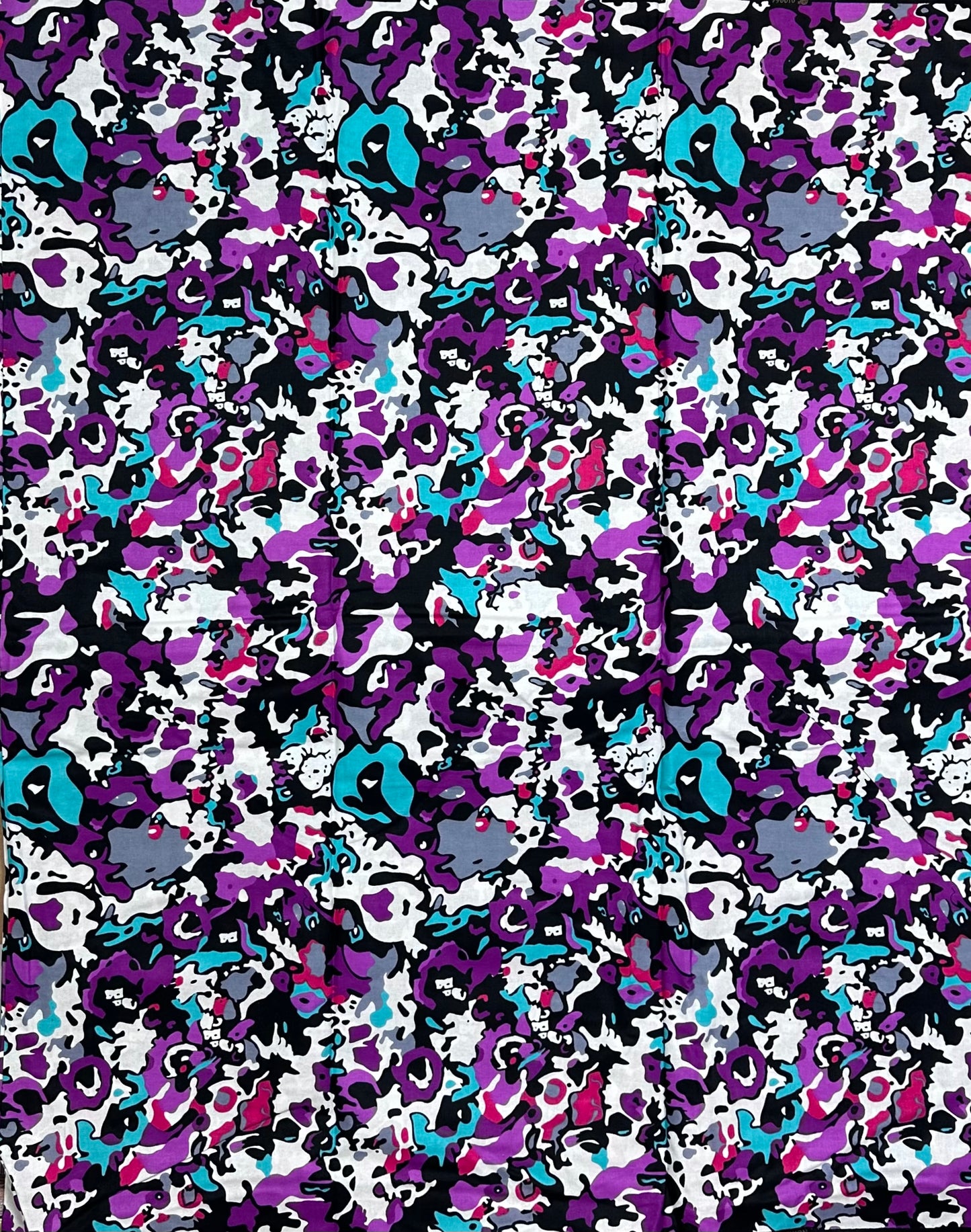 African Print Fabric, Ankara - Purple, White Fabric