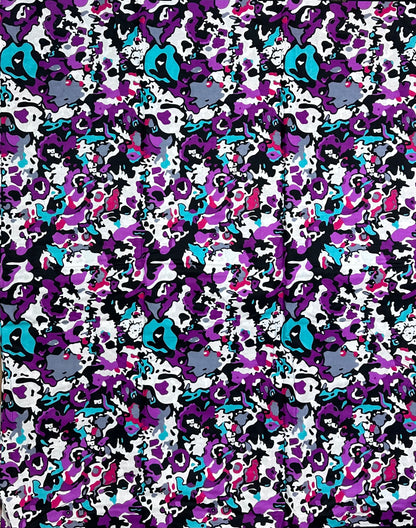 African Print Fabric, Ankara - Purple, White Fabric