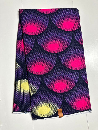 African Print Fabric, Ankara - Purple, Pink, Beige Fabric