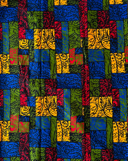 African Print Fabric, Ankara - Blue, Red, Green, Yellow Fabric