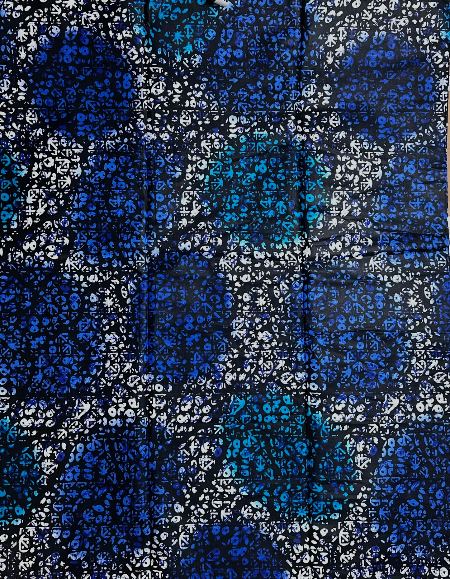 African Print Fabric, Ankara - Blue, White Fabric