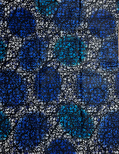 African Print Fabric, Ankara - Blue, White Fabric