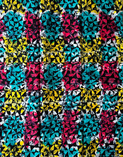 African Print Fabric, Ankara - Yellow, Red, Teal Fabric