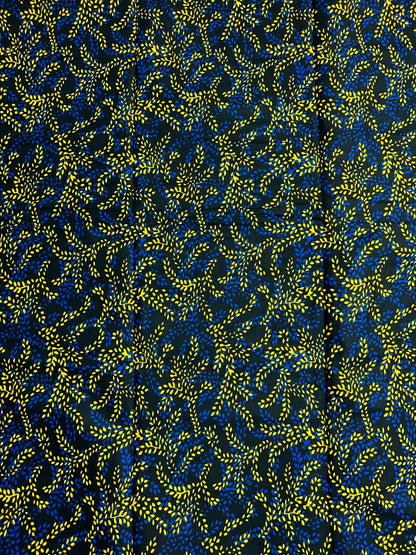 African Print Fabric, Ankara -Blue, Yellow Fabric