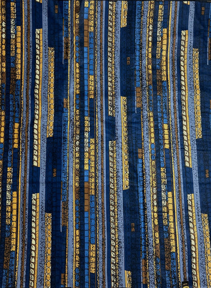 African Print Fabric, Ankara - Blue, Grey, Brown Fabric