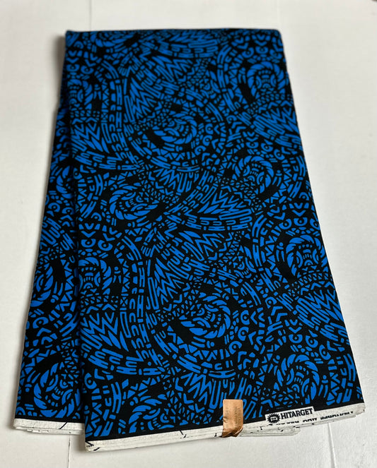 African Print Fabric, Ankara - Blue Fabric