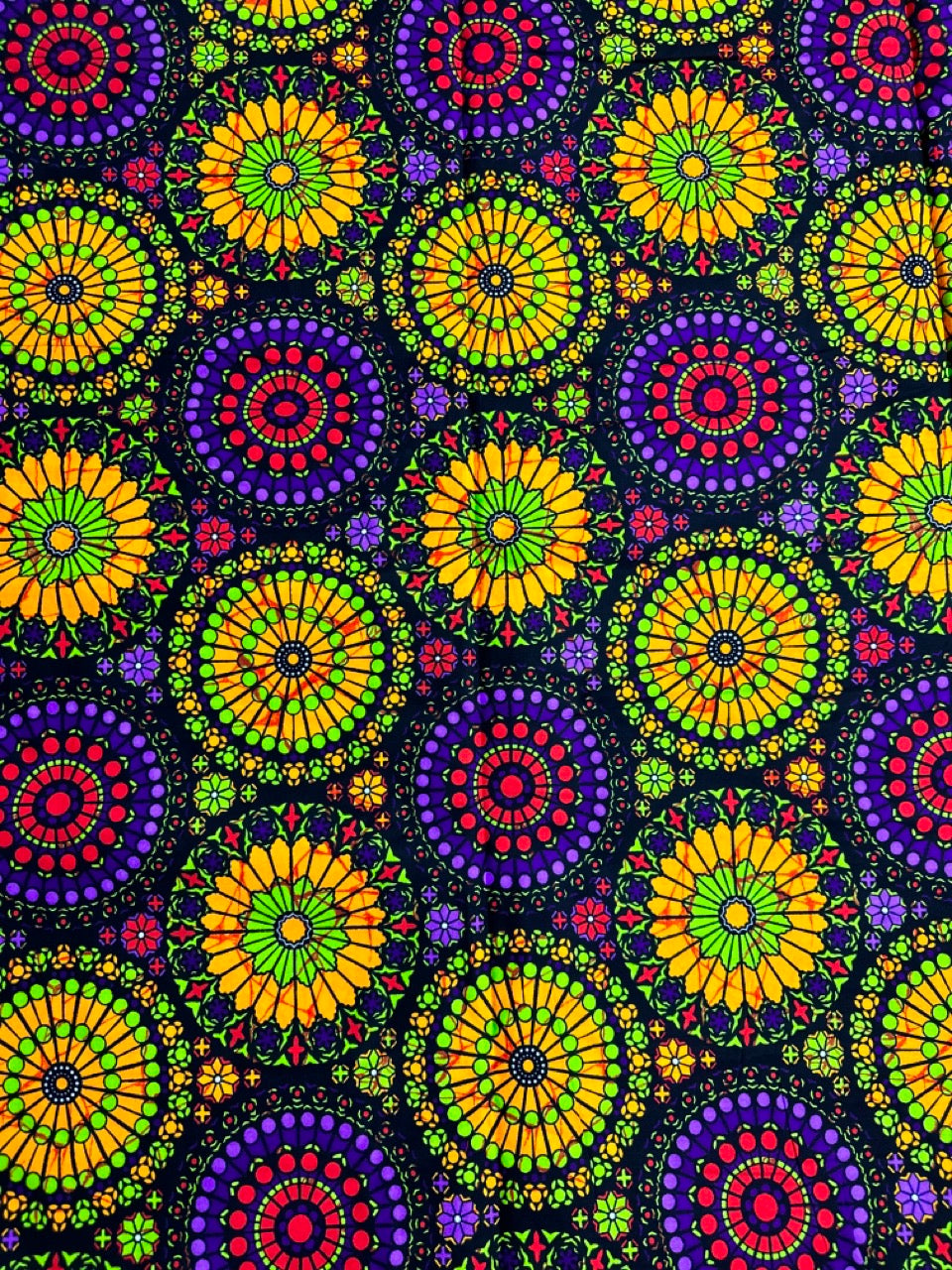 African Print Fabric, Ankara - Yellow, Purple, Pink Fabric