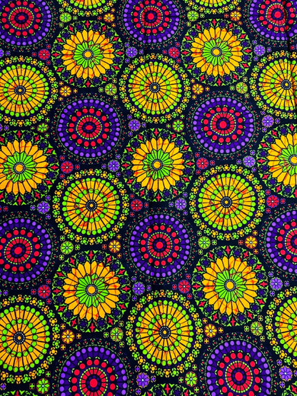 African Print Fabric, Ankara - Yellow, Purple, Pink Fabric
