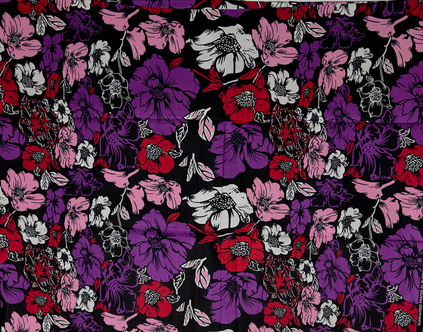 African Print Fabric, Ankara - Purple, Red, White Fabric