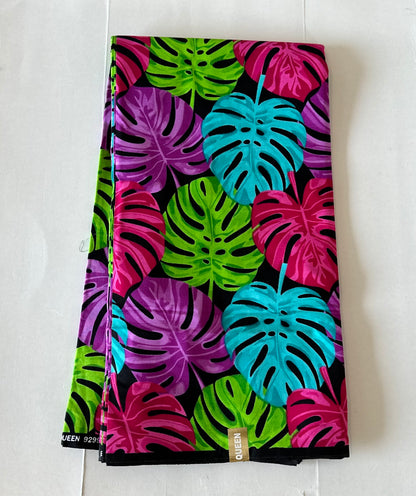 African Print Fabric, Ankara - Green, Pink, Purple Fabric