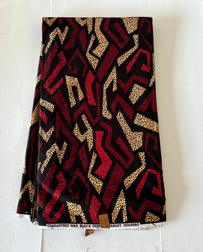 African Print Fabric, Ankara - Red, Brown Fabric