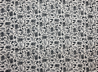 African Print Fabric, Ankara - White, Black Fabric