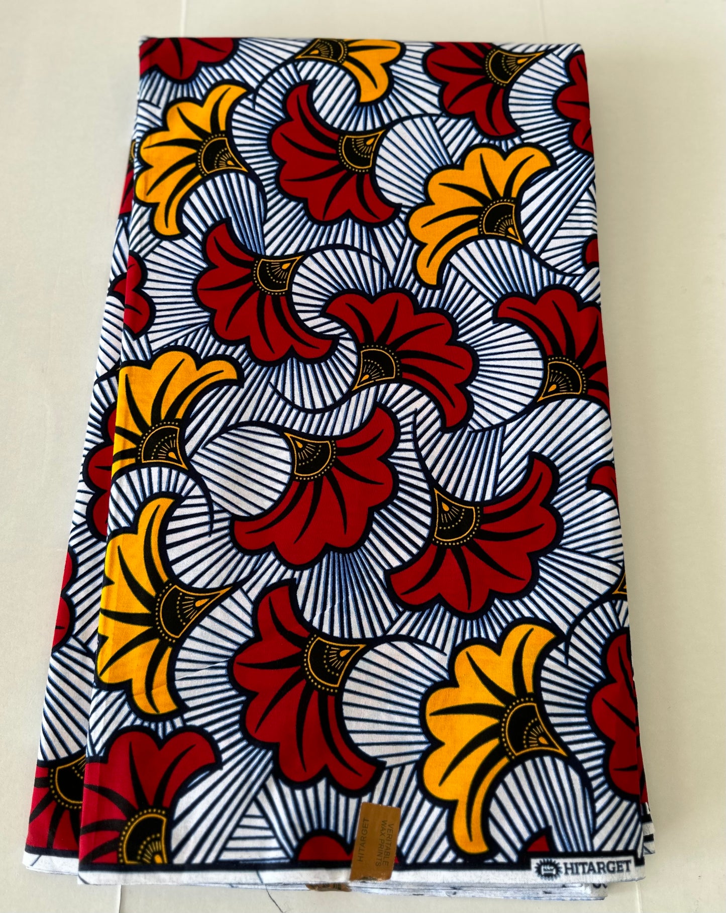 African Print Fabric, Ankara - Red, Yellow Fabric