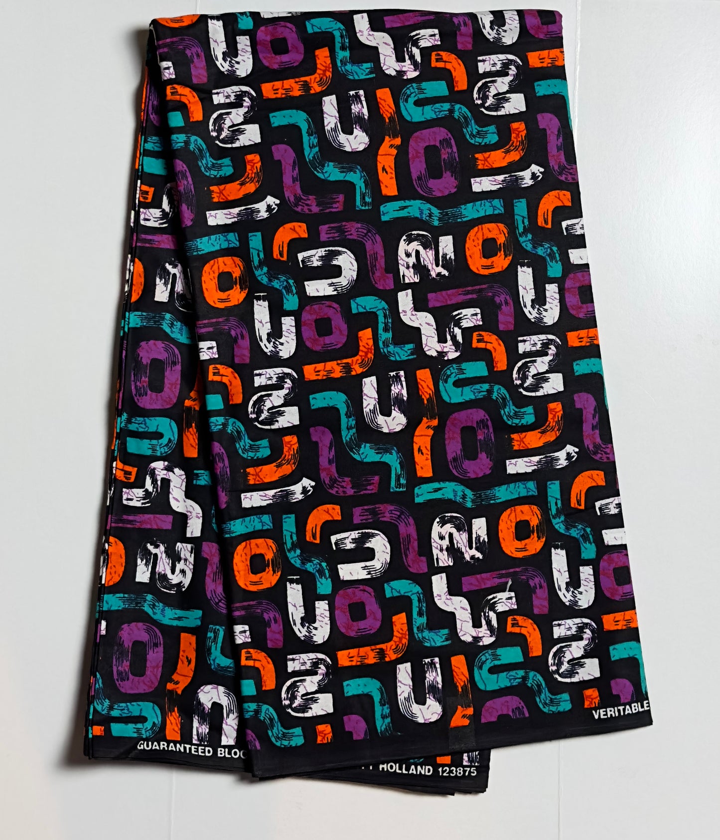 African Print Fabric, Ankara - Purple, Orange White Fabric