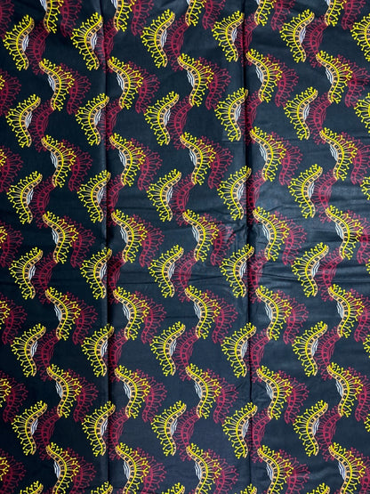 African Print Fabric, Ankara - Red, Yellow Fabric