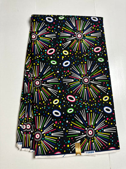 African Print Fabric, Ankara - Blue, Yellow, Pink Fabric