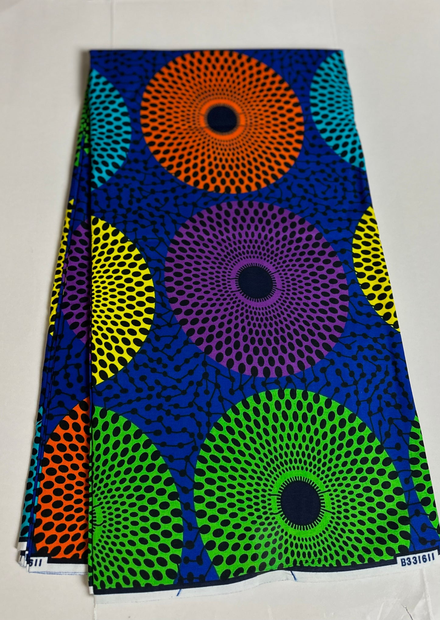 African Print Fabric, Ankara - Blue, Purple, Yellow, Green, Orange Fabric