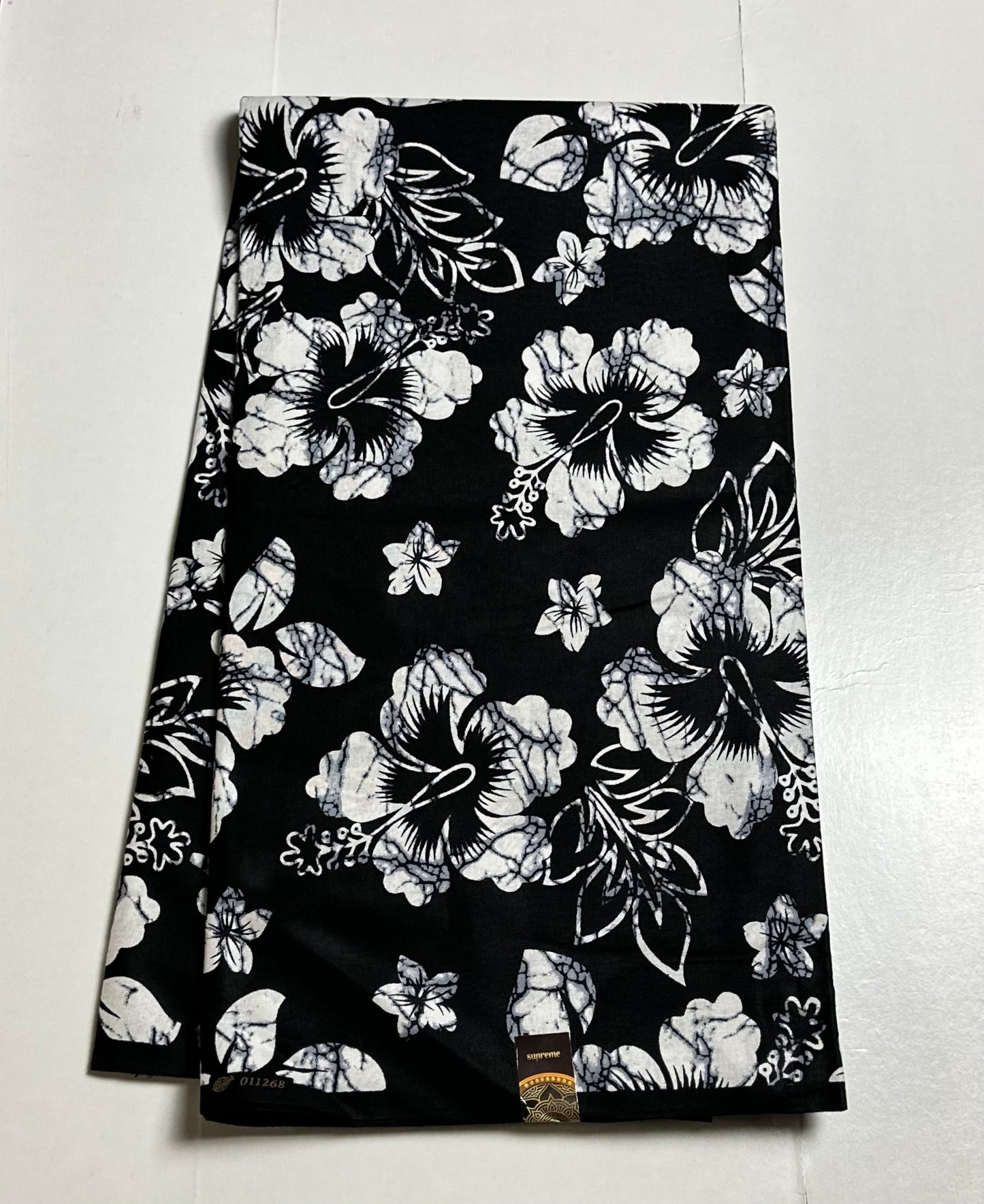 African Print Fabric, Ankara - Black, White Fabric