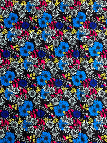 African Print Fabric, Ankara - Blue, Pink, Yellow Fabric