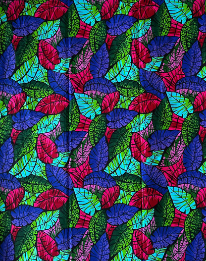 African Print Fabric, Ankara - Green, Blue, Pink Fabric