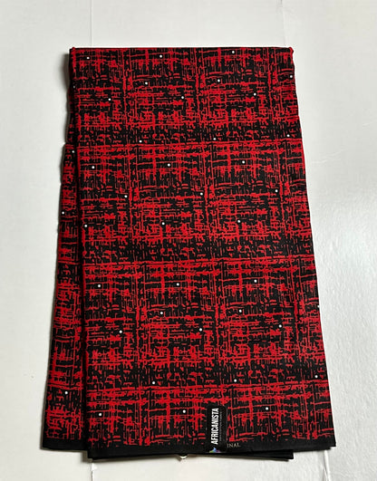 African Print Fabric, Ankara - Red Fabric