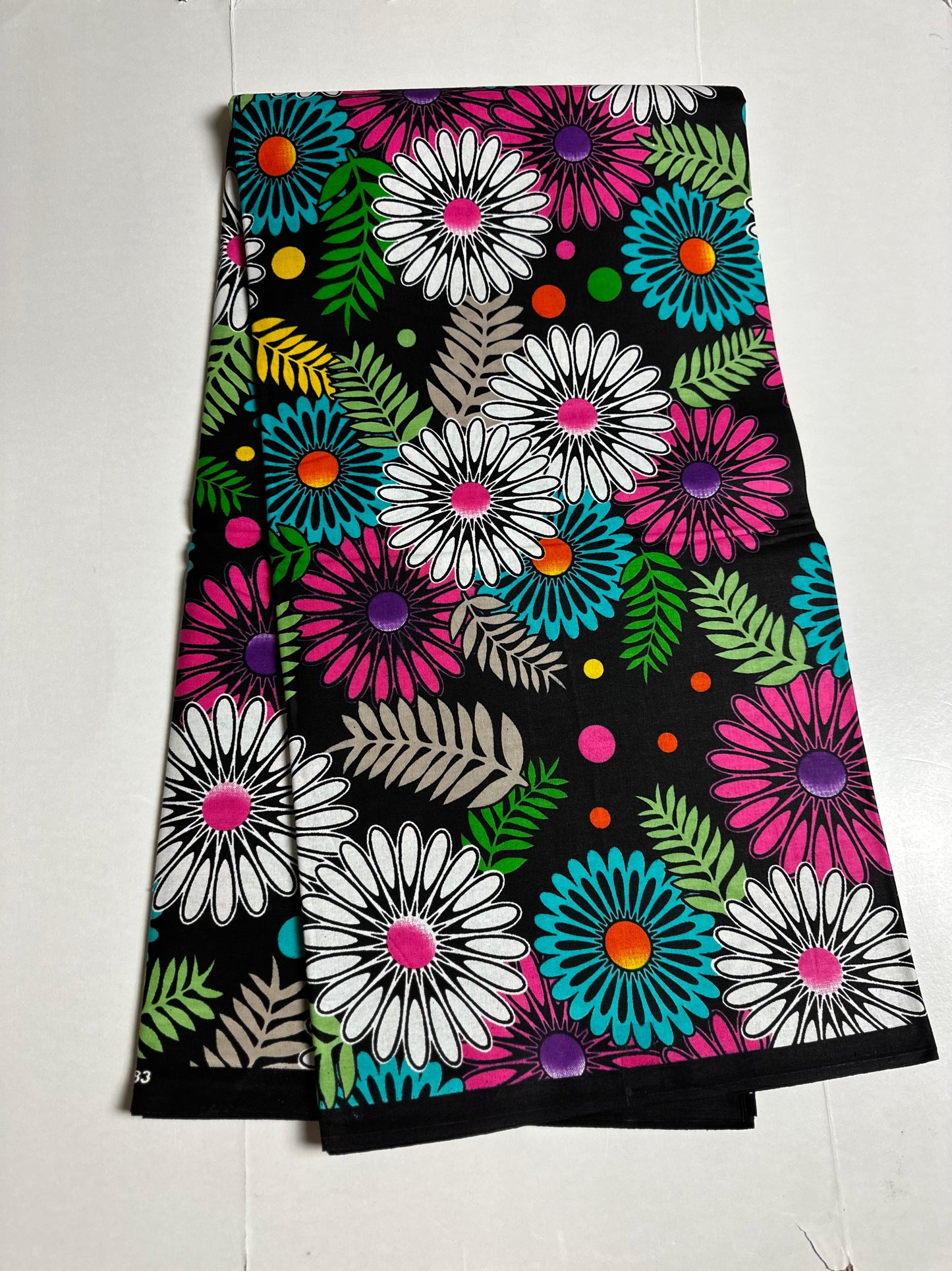 African Print Fabric, Ankara - Black Fabric