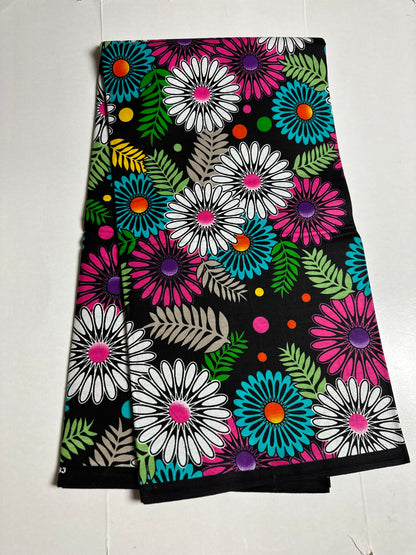 African Print Fabric, Ankara - Black Fabric