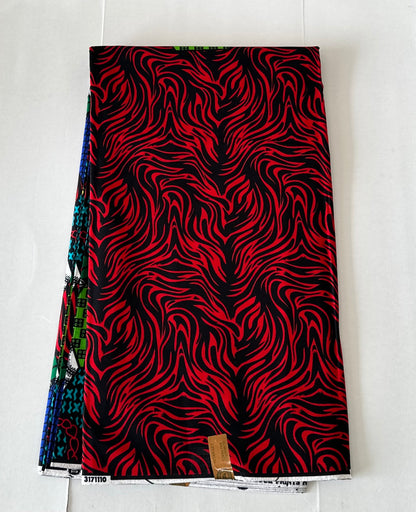 African Print Fabric, Ankara - Red Fabric