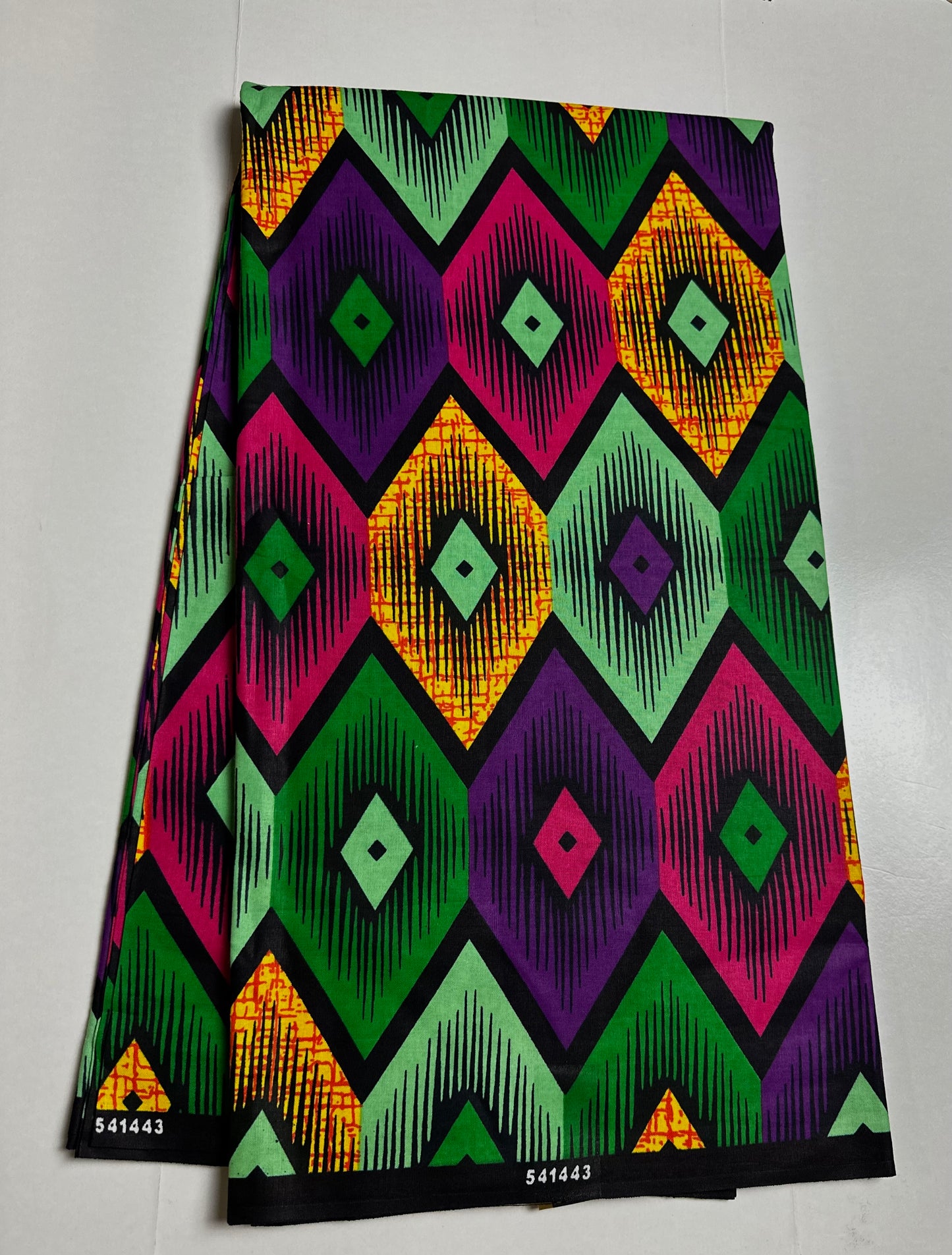 African Print Fabric, Ankara - Purple, Green, Yellow, Pink Fabric