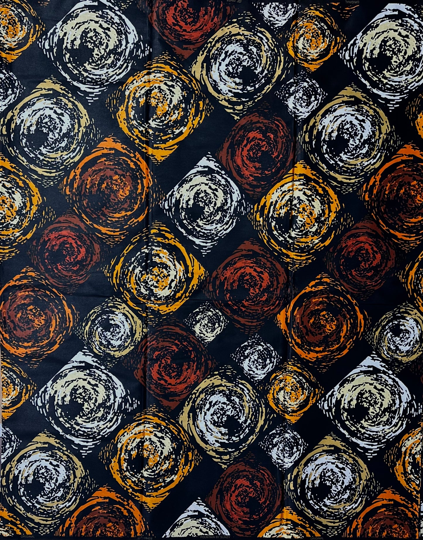 African Print Fabric, Ankara - Brown, Black, White Fabric