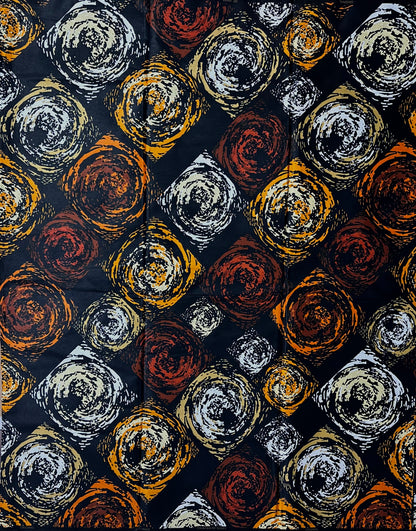 African Print Fabric, Ankara - Brown, Black, White Fabric