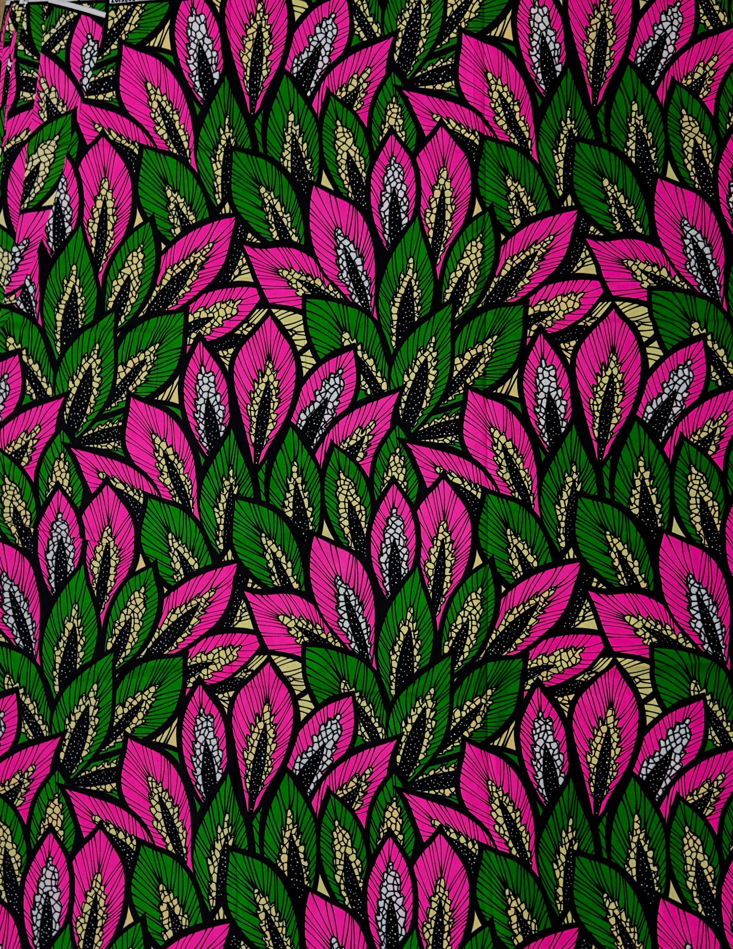 African Print Fabric, Ankara -Pink, Green Fabric