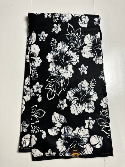 African Print Fabric, Ankara - Black, White Fabric