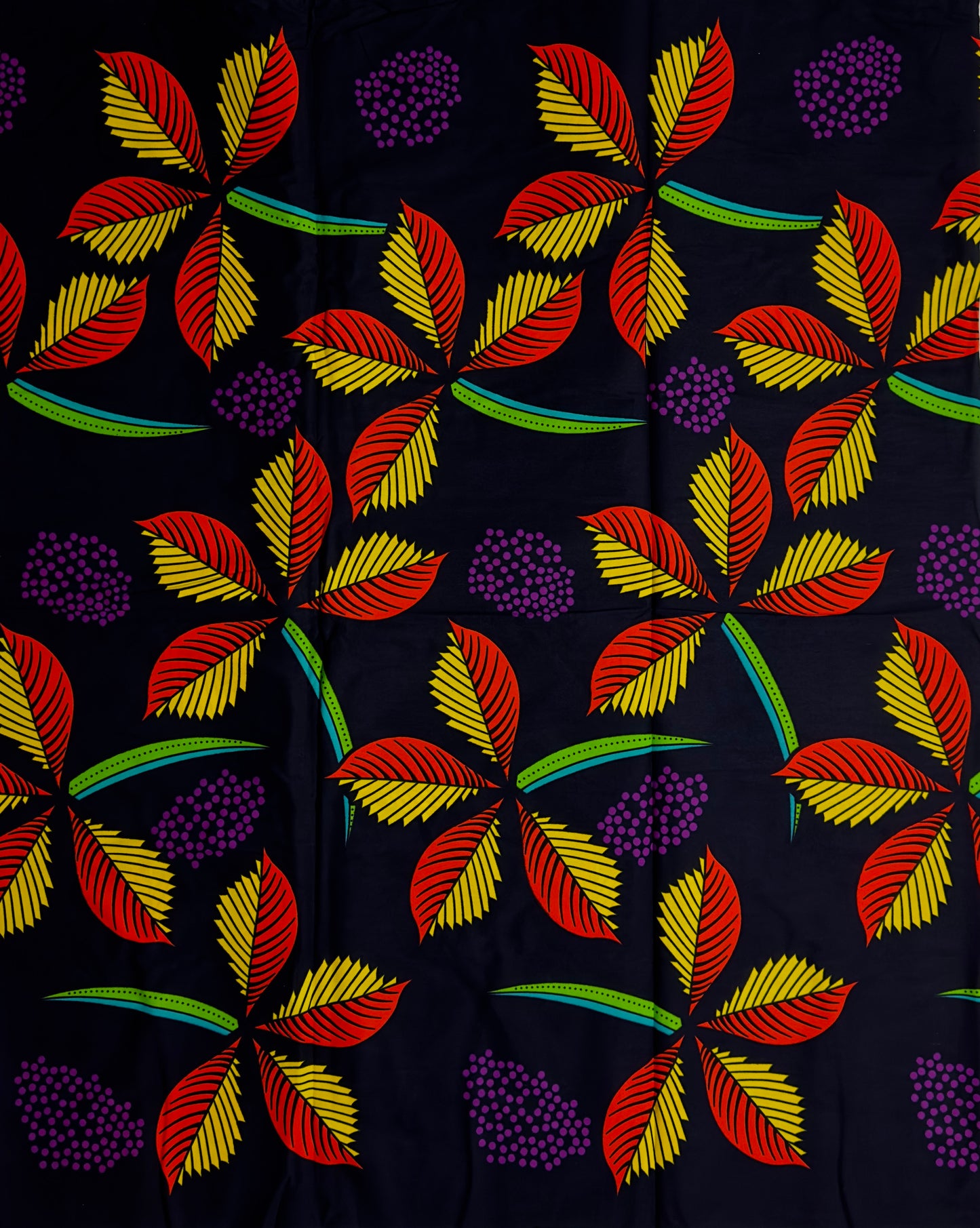 African Print Fabric, Ankara - Purple, Orange, Yellow Fabric